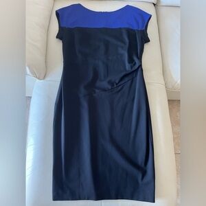 Escada- Classical Midi Dress ColorBlock Black / Blue Size 8